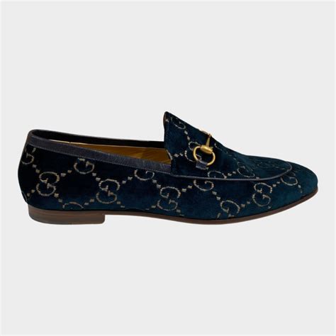 gucci blue velvet moccasin loafers|Gucci velvet loafers women.